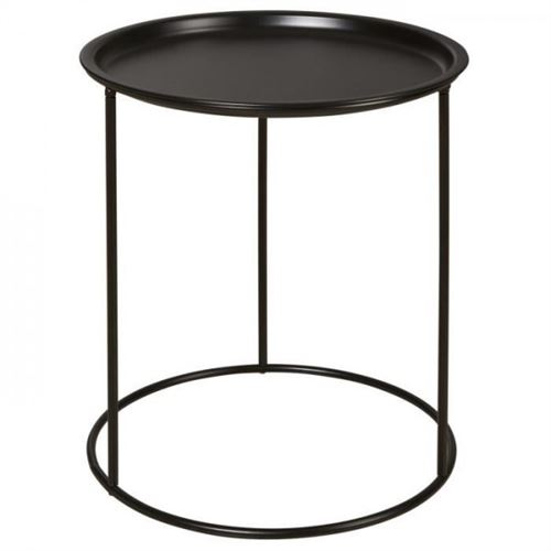 LUCETTE Table basse rondes style contemporain metal noir - L 43 x l 43 cm