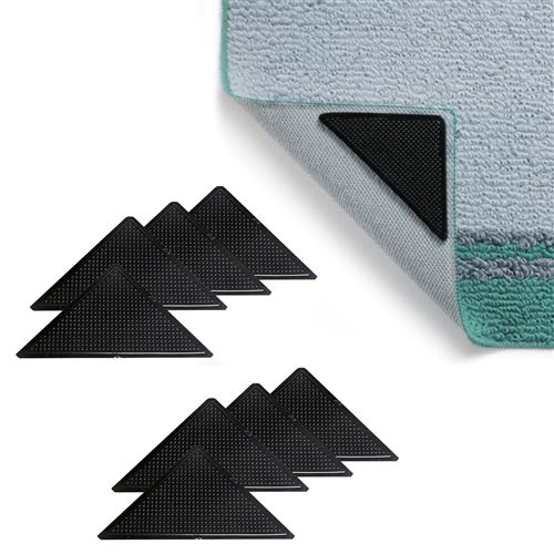Lot de 8 Coins de Tapis Antidérapant - Lavables et Réutilisables - Adhésif Antiglisse - Mobilité et Sécurité - Évite de Glisser - Repositionnables
