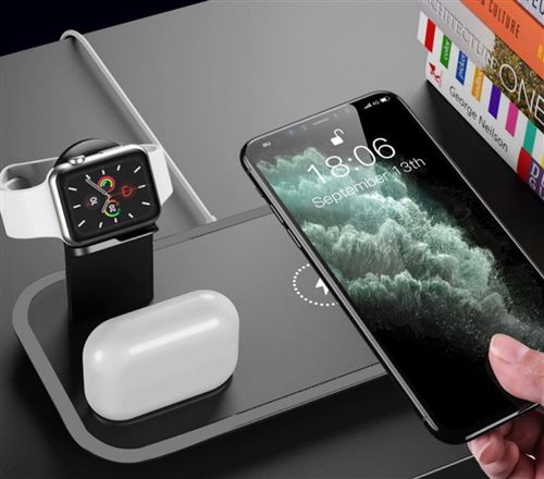 Chargeur à induction 3 en 1 pour iPhone, Apple Watch (Série 1, 2
