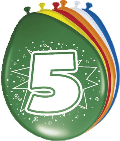 Folat Ballon gonflable chiffre 5 Multicolore Ballons d'anniversaire 8 pcs Décoration Ballons Party