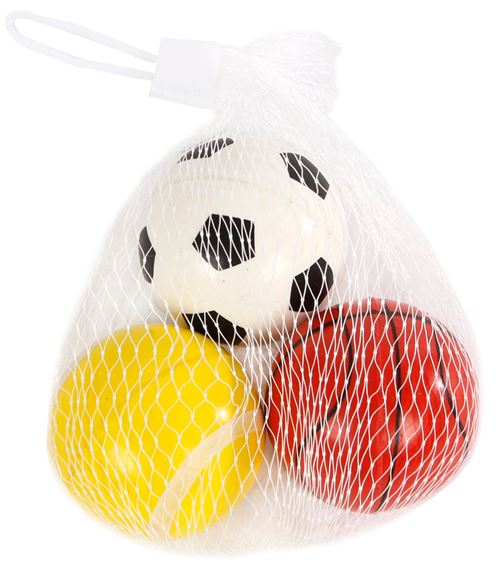 Toys Amsterdam balle rebondissante Sport 4,5 cm caoutchouc jaune/blanc/orange 3 pièces