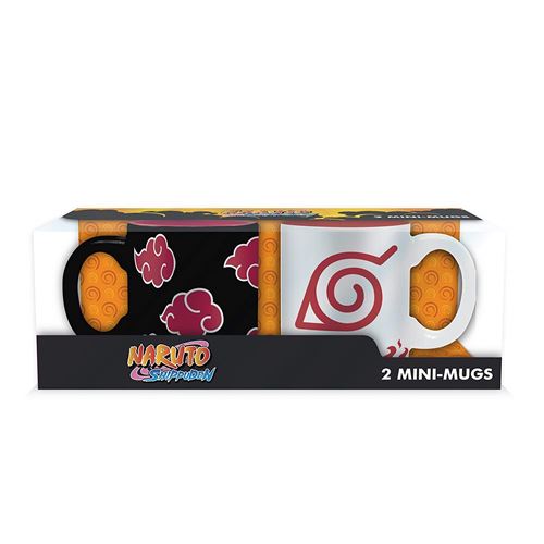 Naruto Shippuden tasses à espresso Set 110ml noir en céramique blanche Akatsuki Konoha