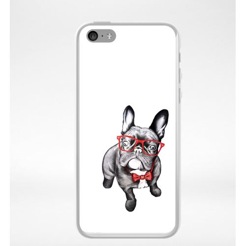 Coque Bulldog Français À Lunettes Compatible Iphone 5c Transparent