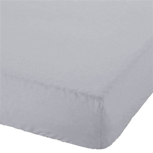 Drap housse Zinc uni 180 x 200 cm - Bonnet 30 cm