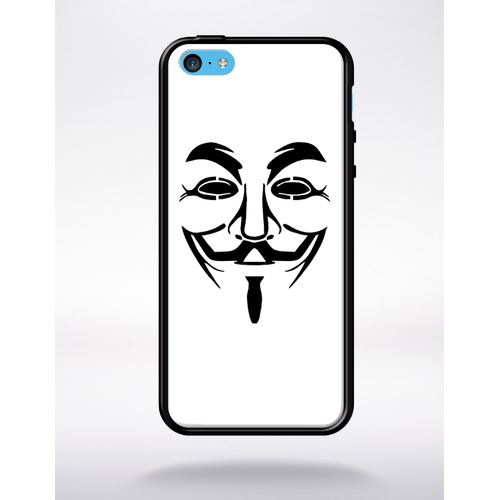 Coque Anonymous Blanc Compatible Apple Iphone 5c Bord Noir Silicone