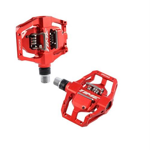 Pedale vtt/trail/enduro auto time atac speciale 12 rouge corps alu 6016 404gr (pr)