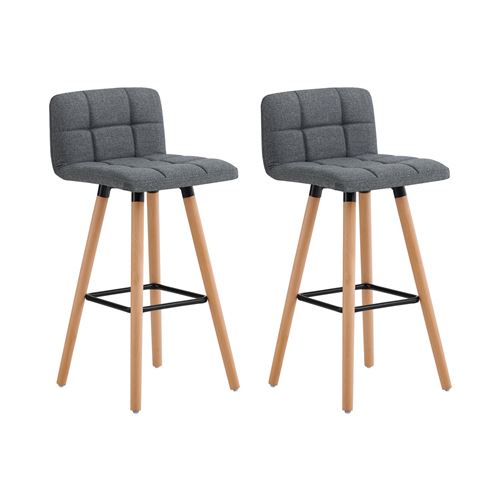 SoBuy® FST50-DGx2 Lot de 2 Tabourets de Bar Cuisine avec Dossier et Repose-Pieds