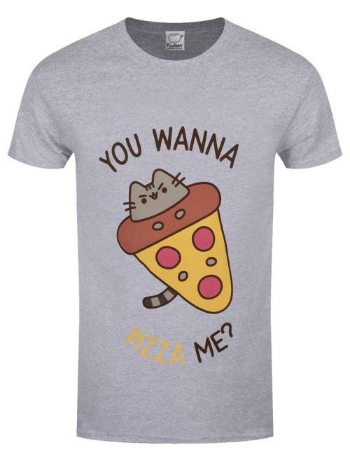 Pusheen T-Shirt Wanna Pizza Me Homme Gris - Taille XL