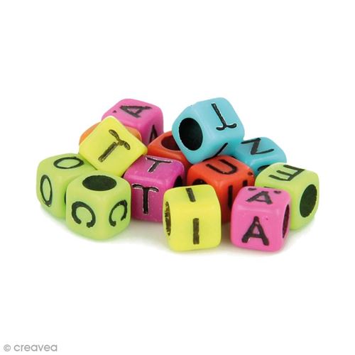 Perles alphabet Cubes - Multicolore - 6 mm - 300 pcs environ