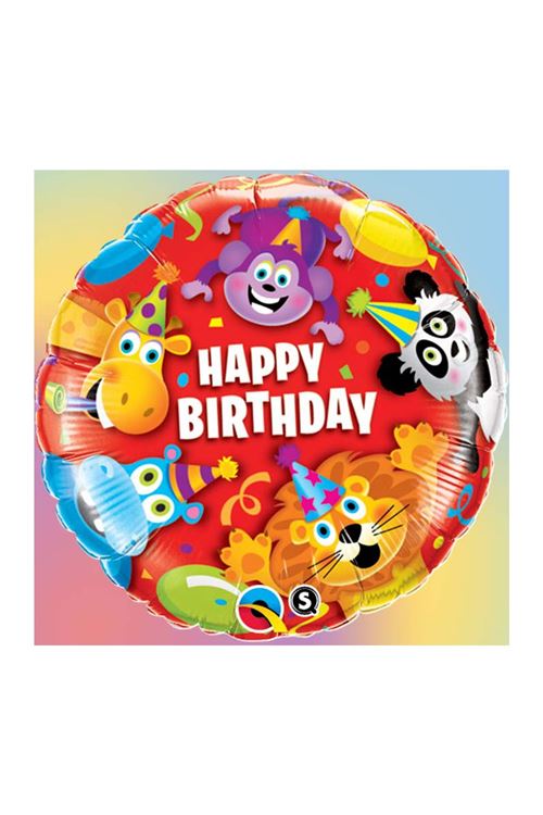 Ballon Aluminium happy Birthday Animaux 45cm 18 Qualatex© - Multicolores