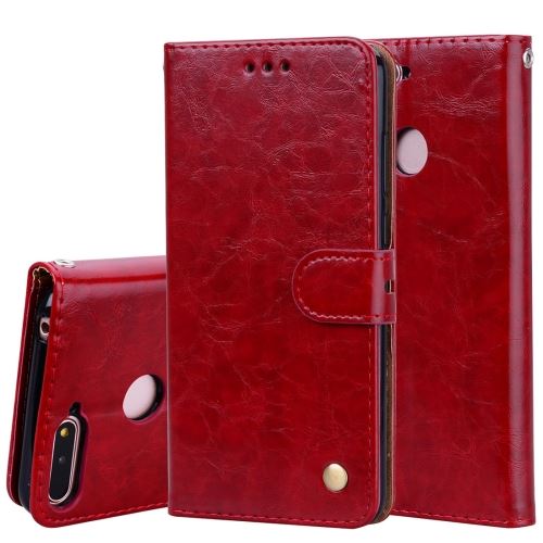 Huawei Honor 7a Housse Etui Cuir Pu Business Style Rouge Als89393
