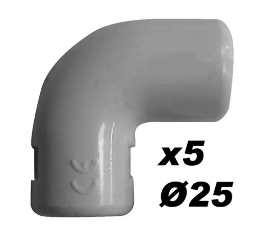 Lot de 5 équerres IRL Ø25mm Gris