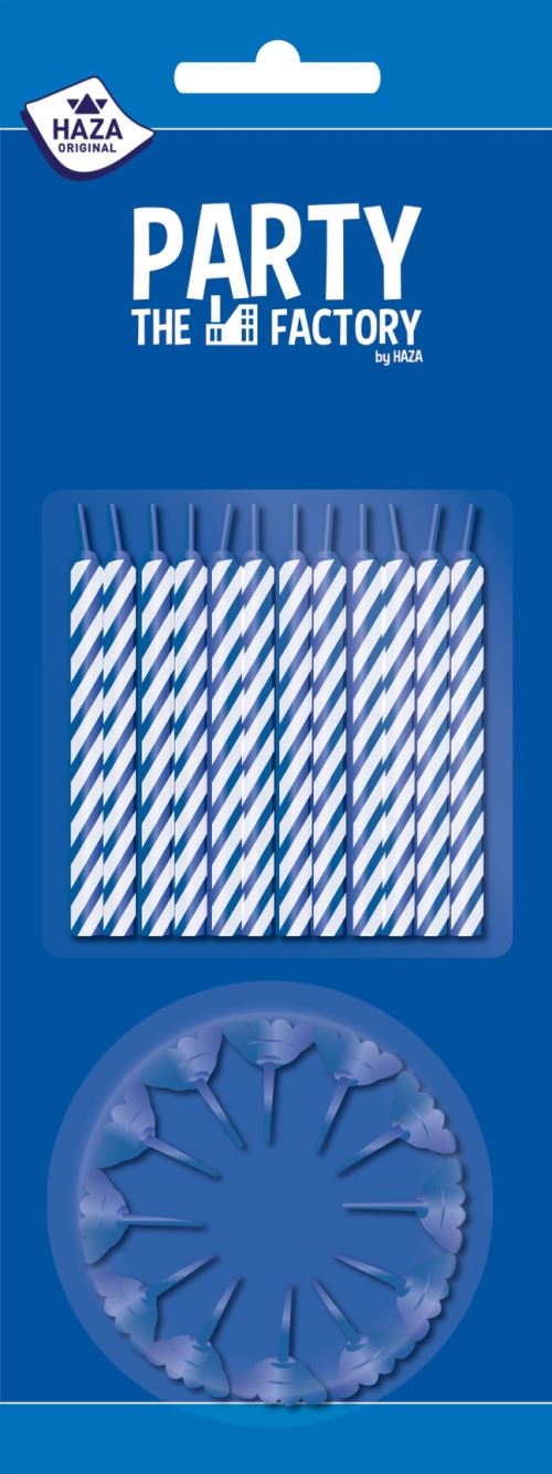 Haza Original bougies à gâteau avec support 24 pièces bleu/blanc