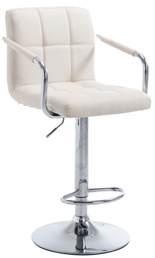 Tabouret de bar Lucy V2 en Tissu et piètement en Métal , Crème/Chrome