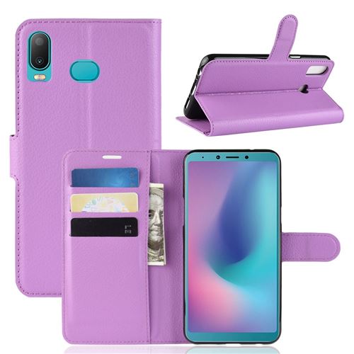 Etui en PU violet pour votre Samsung Galaxy A6s