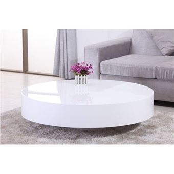 Chloe Design Table Basse Ronde Laquee Belius Blanc Achat Prix Fnac