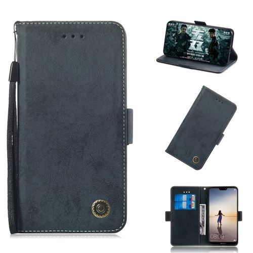Etui en PU style rétro bleu foncé pour votre Huawei P20 Lite/Nova 3e