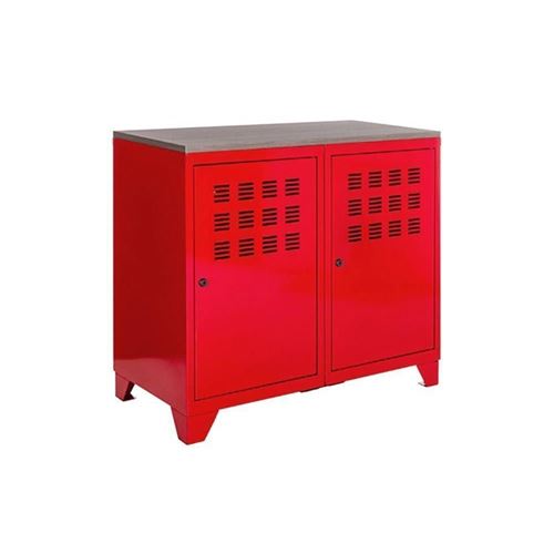 Pierre Henry - Armoire de rangement métal 2 portes Rouge