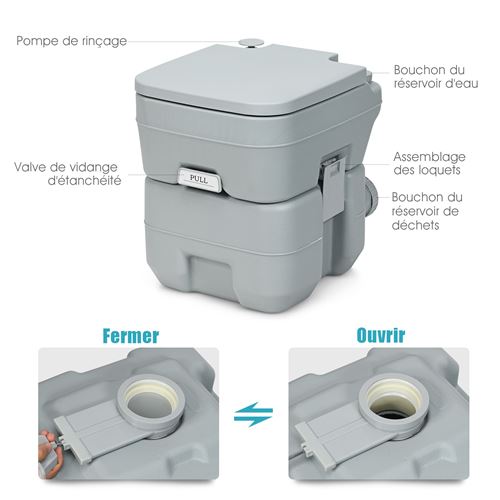 Toilette Portable 20L WC Chimique pour Camping - GIANTEX