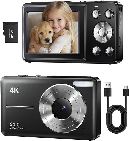 Appareil Photo Num&eacute;rique 4K 48MP - Zoom 18x - Carte 32GB Incluse - Compact 2,8"" - Noir