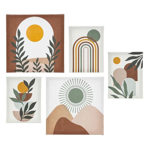 Non Communiqué Atmosphera Créateur D'intérieur - Lot De 5 Toiles Imprimées "Cynthia" 25X25cm Soleil