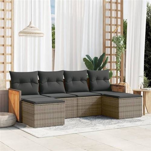 Vidaxl Gris Salon De Jardin 6 Pcs Avec Coussins - Image 3