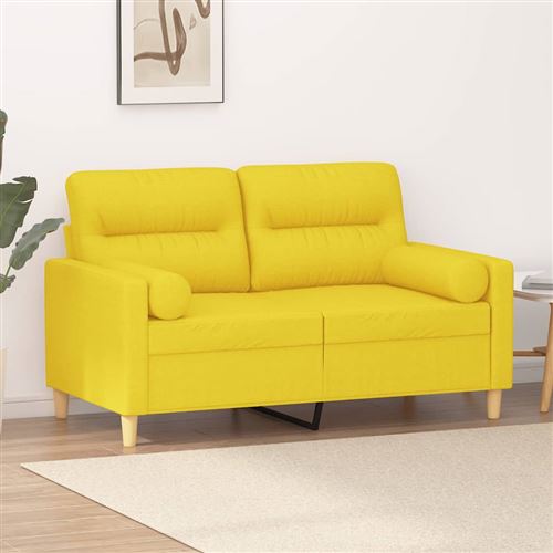Non Communiqué Jaune Vidaxl Canapé 2 Places Avec Oreillers Clair 120 Cm Tissu