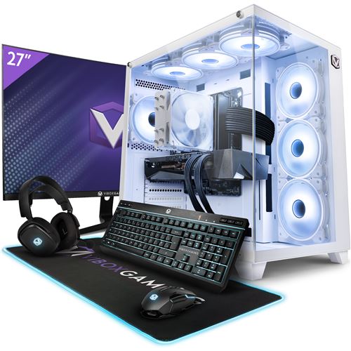 Vibox VIII-70 PC Gamer - 27" 165Hz Écran Pack Incurvé - Intel i9 11900F Processeur 5.2GHz - Nvidia RTX 4090 24Go - 32Go RAM - 2To NVMe M.2 SSD - 1000W PSU - Windows 11 - WiFi