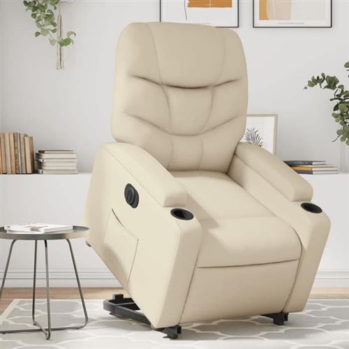 Vidaxl Fauteuil Inclinable Électrique Crème Similicuir - Image 3