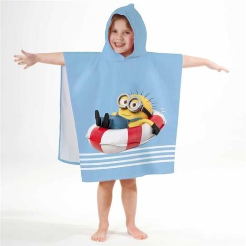 CTI 042438 Les Minions Cape de Bain Coton Bleu 120 x 60 cm