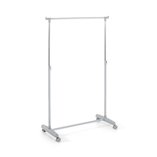 HAKU Garderobenständer "Garderobe, Garderobenständer, Kleiderständer auf Rollen, Kleiderwagen" rechteckig - aus Metall Grau - B/T/H 81/39/96-160 cm