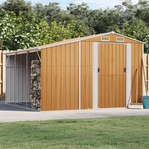 Vidaxl abri de jardin marron clair 277x279x179 cm acier galvanis&eacute;