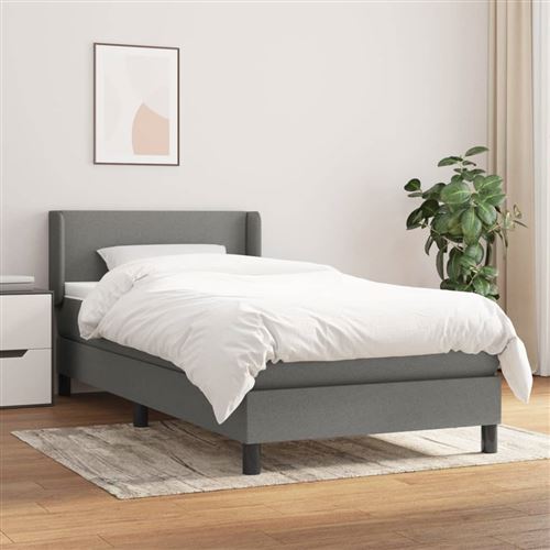 vidaXL Sommier à lattes de lit avec matelas Gris foncé 80x200 cm Tissu3129506