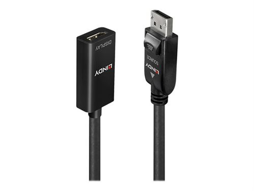 Lindy 18G with HDR Active Converter - Câble adaptateur - DisplayPort mâle verrouillé pour HDMI mâle - 18 cm - noir - support 4K, actif