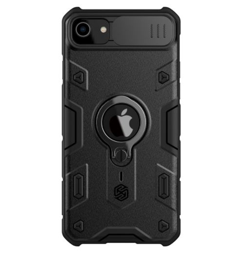 Coque Pour iPhone SE2/SE3/7/8 Frusde Protection d'objectif Etui avec Bague Boucle Support-Noir