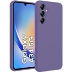Coque pour Samsung Galaxy A34 5G - Protection Silicone Liquide Mat Antichoc Slim - Violet Foncé - BOOLING