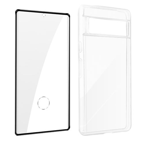 Coque pour Google Pixel 7 Pro Silicone Souple et Film Verre Trempé 9H Avizar Contour noir