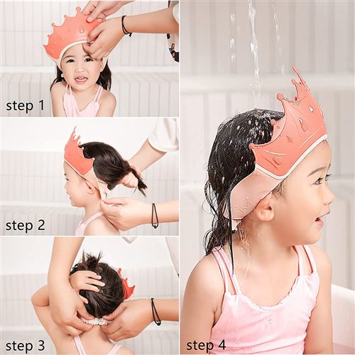 Casquette de douche pour enfants Visière réglable en silicone shampooing  chapeau de douche bain polyvalent