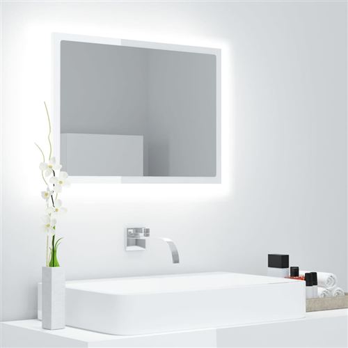 vidaXL Miroir à LED de bain Blanc brillant 60x8,5x37 cm Aggloméré