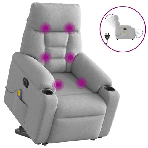 VIDAXL - Fauteuil de salon - Fauteuil inclinable de massage électrique - Gris - Image 3