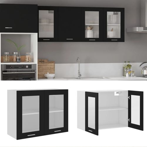 vidaXL Armoire en verre suspendue Noir 80x31x60 cm Aggloméré