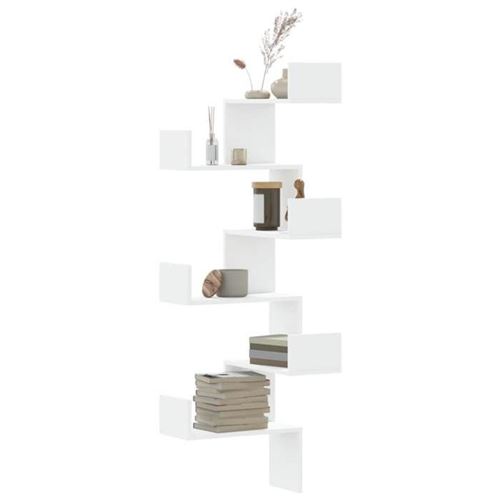 Non Communiqué Blanc Vidaxl Étagère D'angle Murale 45X45x147 Cm Bois D'ingénierie, Étagère D'angle, Étagère Suspendue, Étagère Murale 852636 - Image 1