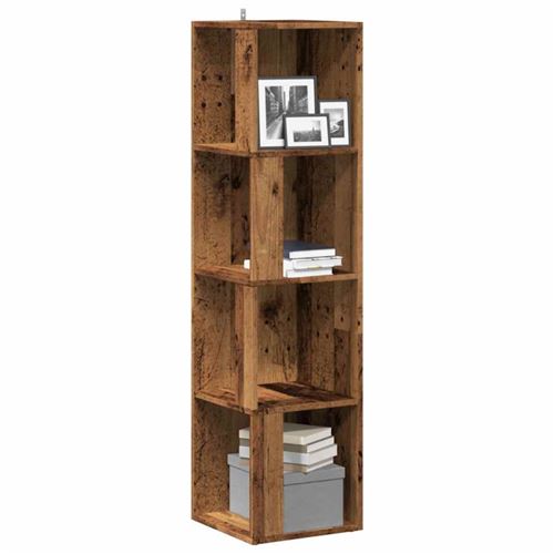 Armoire d angle vieux bois 33x33x132 cm bois d ingénierie