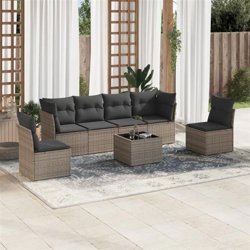 Non Communiqué Gris Salon De Jardin Modulable Vidaxl Resine Tressee 7 Pieces X 234 X 69 6 Personnes