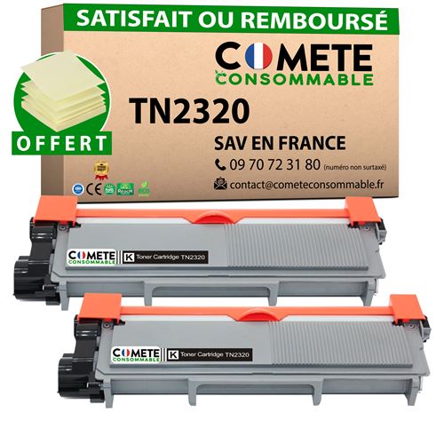 COMETE - TN2320 - 2 Toners Compatibles avec Brother - 2 Noir - Marque française