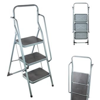 Escabeau 3 Marches Pliable, Escabeau Pliant Robuste Portée