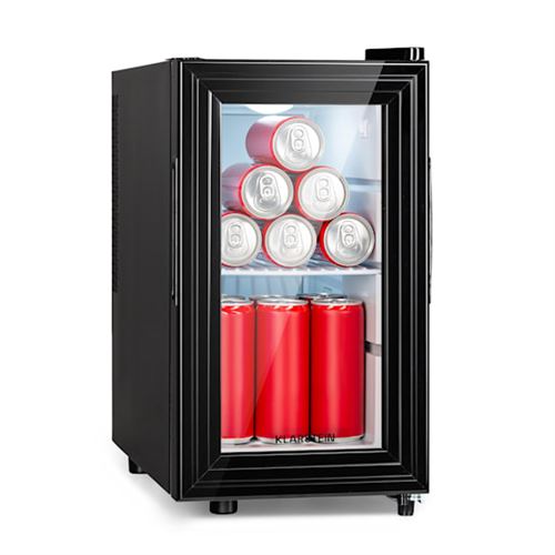 R&eacute;frig&eacute;rateur - klarstein brooklyn 23 slim - led - clayette en plastique - porte vitr&eacute;e - noir 