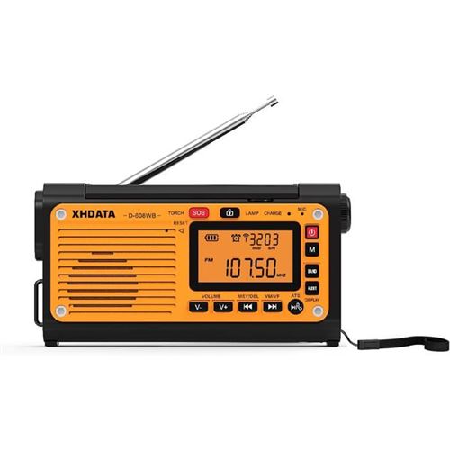 Radio météo à manivelle d urgence FM/AM/SW/NOAA alerte Radio portable Bluetooth