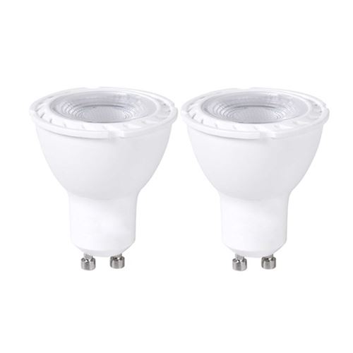 Lot de 2 lampe LED dichroïque 5W, ampoule LED GU10, blanc chaud 2700 K, intensité invariable - Diamètre 5 x Hauteur 5.5 cm -JUANIO-