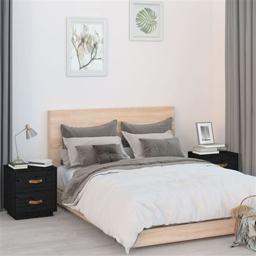 Non Communiqué Noir Vidaxl Tables De Chevet 2 Pcs 40X34x45 Cm Bois De Pin Massif818334